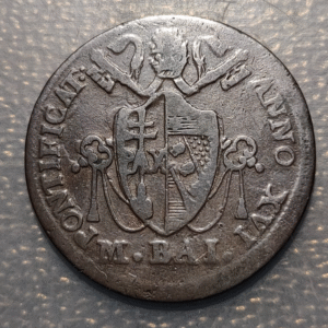 ESTADOS PAPALES VATICANO PIO IX 1 BAIOCCO 1849 ANNO IV EBC/EBC+