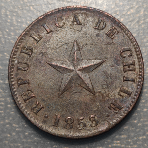 CHILE 1 CENTAVO 1853 EBC-