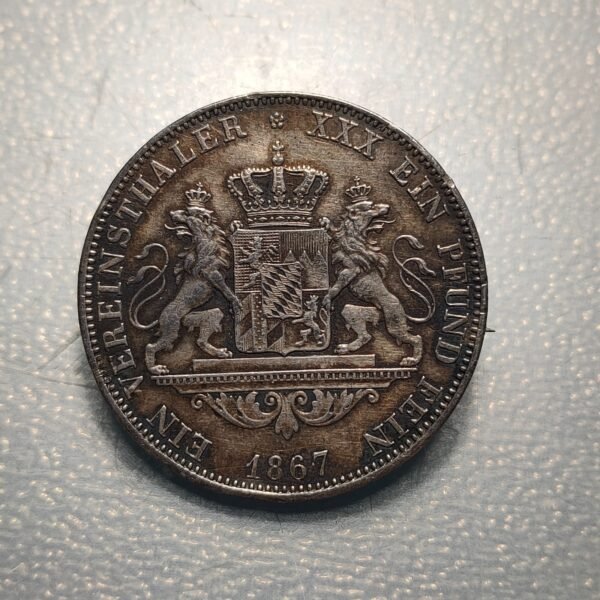 MEDALLA ALEMANIA BAVIERA BAYERN BAVARIA LUDWIG II THALER 1672 COLGADA BROCHE