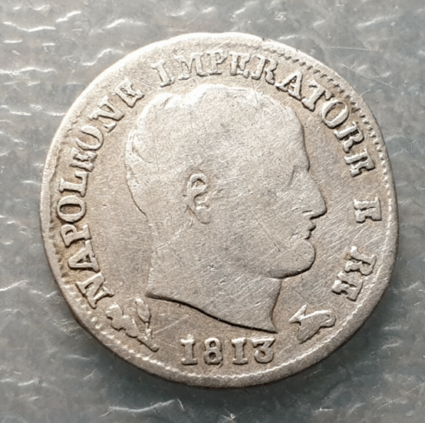 ITALIA REINO DE NAPOLEON BONAPARTE 5 SOLDI 1813 B/M BOLONIA BOLOGNA MUY ESCASA - Imagen 2