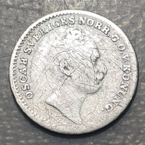 SUECIA SWEDEN 1/16 RIKSDALER 1848 RAYITAS EN LA CARA