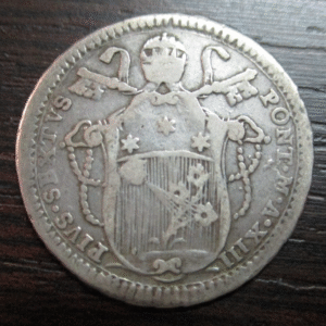 ESTADOS PAPALES PONTIFICIO VATICANO ROMA PIO VI DOPPIO GIULIO 1887 ESCASA