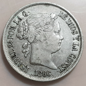 ISABEL II MADRID 40 CENTIMOS DE ESCUDO 1866 MBC