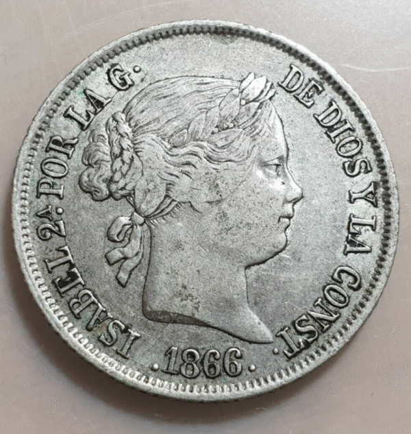 ISABEL II MADRID 40 CENTIMOS DE ESCUDO 1866 MBC