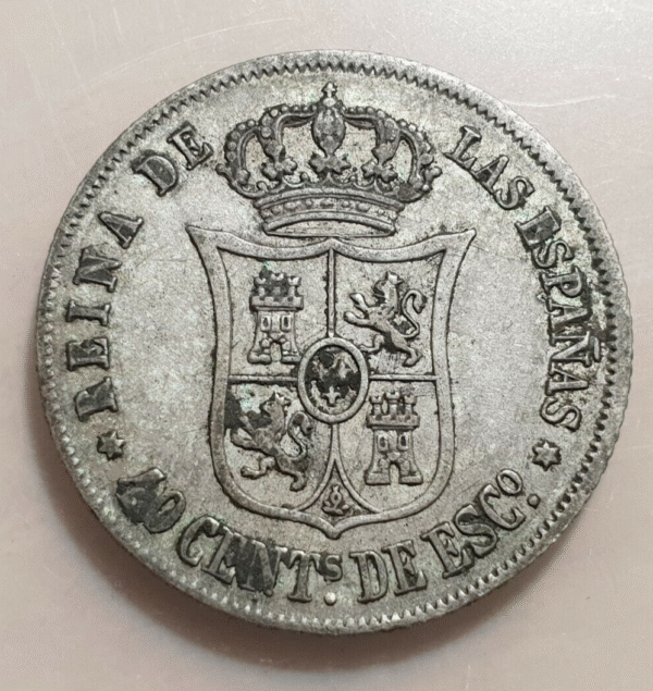ISABEL II MADRID 40 CENTIMOS DE ESCUDO 1866 MBC - Imagen 2