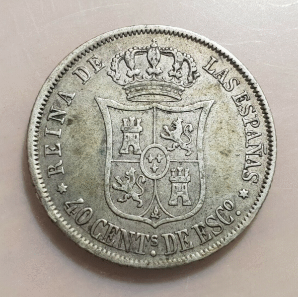 ISABEL II MADRID 40 CENTIMOS DE ESCUDO 1866 MBC - Imagen 2