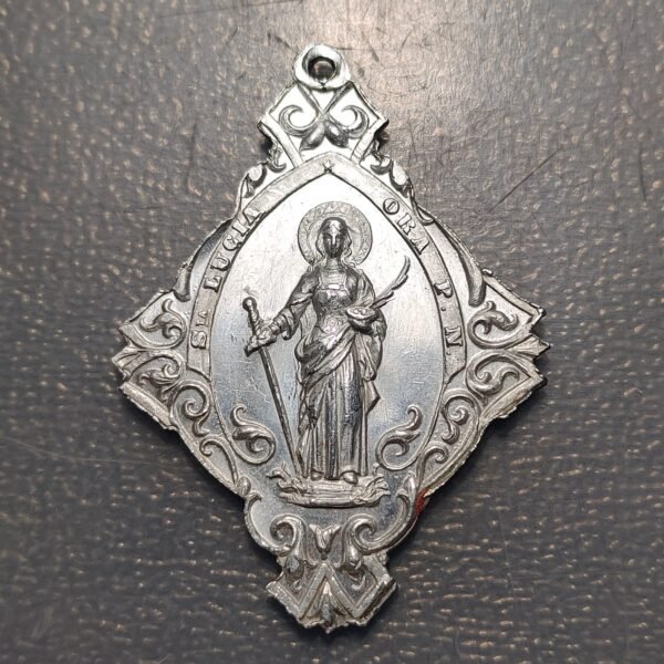 MEDALLA RELIGIOSA SANTA LUCIA CORAZON DE JESUS 49x36mm - Imagen 2