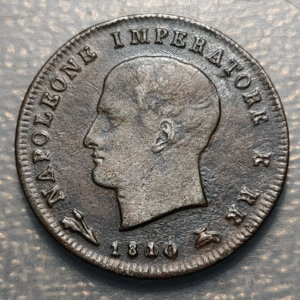 sincategoria_ITALIA REINO NAPOLEON BONAPARTE 3 CENTESIMI 1810/1809 B SOBREFECHA BOLOGNA MBC