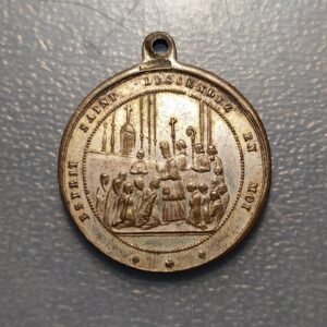 MEDALLA RELIGIOSA FRANCIA ESPIRITU SANTO DESCENDE EN MI PAPA O OBISPO CON FIELES
