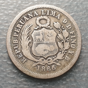 PERU LIMA 1/5 SOL 1866 YB BC+