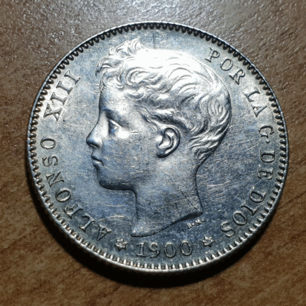 ESPAÑA ALFONSO XIII 1 PESETA 1900 (19-00) EBC/EBC+