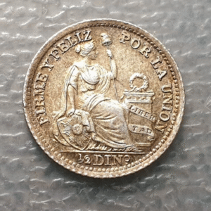 PERU LIMA 1/2 DINERO 1916 FG SC UNC