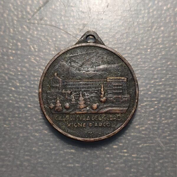 MEDALLA RELIGIOSA ITALIA TRENTO CASA DE CURACION VIGNE D'ARCO 27x24mm - Imagen 2