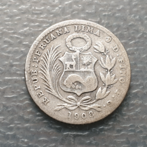 PERU LIMA 1 DINERO 1908 FG MBC-