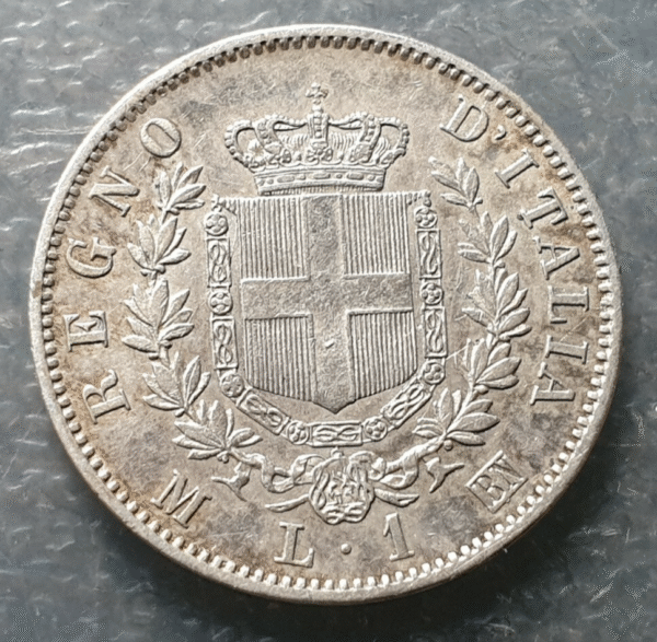 ITALIA REINO VITTORIO EMANUELE II 1 LIRA 1863 M ESCUDO BONITO MBC - Imagen 2