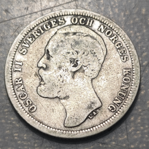SUECIA SWEDEN OSCAR II 1 KRONA 1 CORONA 1889