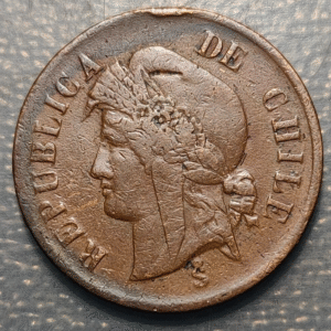 CHILE 2 CENTAVOS 1879 KM 147 A