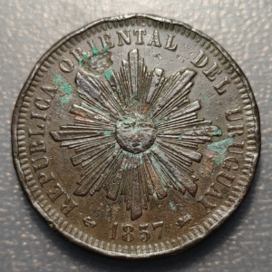 URUGUAY 40 CENTESIMOS 1857 D OXIDATIONS