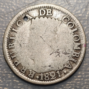 COLOMBIA CUNDINAMARCA 2 REALES 1821 Ba JF HOLED