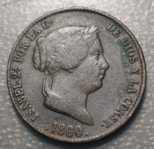 ESPAÑA SEGOVIA ISABEL II 25 CENTIMOS DE REAL 1860