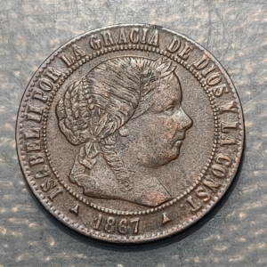 ESPAÑA SEGOVIA ISABEL II 1/2 CENTIMO DE ESCUDO 1867