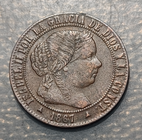 ESPAÑA SEGOVIA ISABEL II 1/2 CENTIMO DE ESCUDO 1867