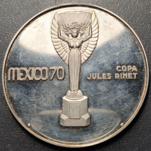 MEXICO 1970 IX FOOTBALL WORLD CUP SOCCER SILVER MEDAL 1970 65 mm 70 g