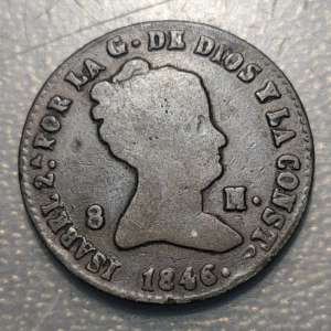 ESPAÑA SEGOVIA ISABEL II 8 MARAVEDIS 1846
