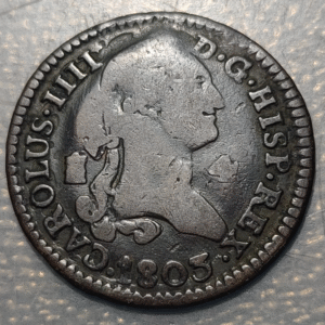 ESPAÑA SEGOVIA CARLOS IV 4 MARAVEDIS 1803