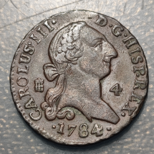 ESPAÑA SEGOVIA CARLOS III 4 MARAVEDIS 1784