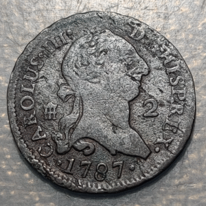ESPAÑA SEGOVIA CARLOS III 2 MARAVEDIS 1787