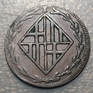 ESPAÑA BARCELONA CATALUÑA NAPOLEONICA 1 QUARTO 1808 MBC/MBC+