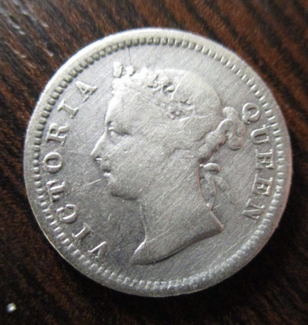 CHINA HONG KONG VICTORIA 5 CENTS 1889 PLATA BC