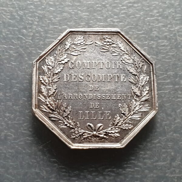 FRANCIA FRANCE LILLE JETON 1854 PLATA 30 mm EBC+ - Imagen 2