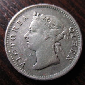 CHINA HONG KONG VICTORIA 5 CENTS 1895 PLATA MBC+