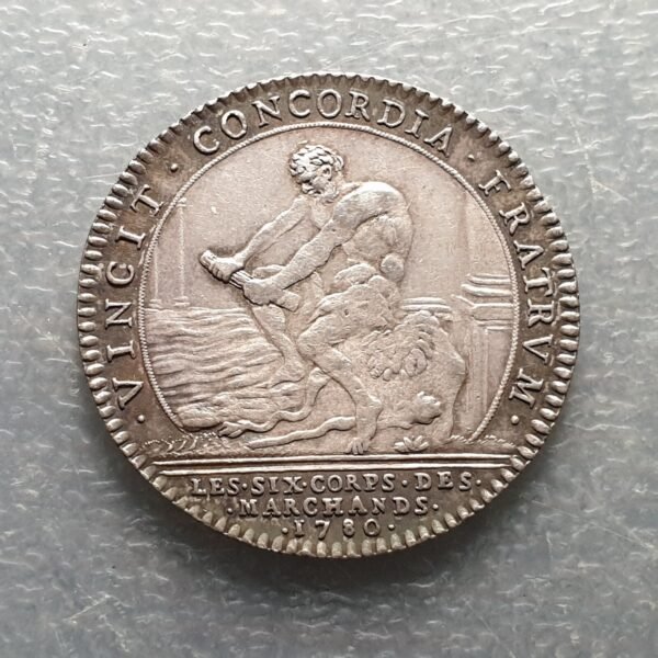 FRANCIA FRANCE LOUIS XVI "6 CORPS DE MARCHANDS" PARIS JETON PLATA 31 mm EBC/EBC+ - Imagen 2
