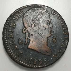 ESPAÑA FERNANDO VII SEGOVIA 8 MARAVEDIS 1825 BC+/MBC-