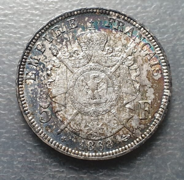 FRANCIA FRANCE NAPOLEON II 5 FRANCOS 5 FRANCS 1868 BB STRASBOURG EBC - Imagen 2