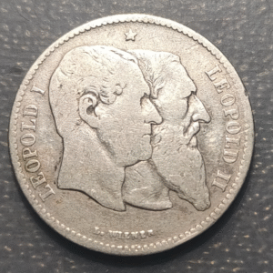 BELGICA BELGIUM LEOPOLD I & LEOPOLD II 2 FRANCS 2 FRANCOS 1880 BC ESCASA SCARCE