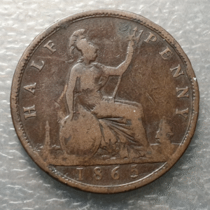 GRAN BRETAÑA GREAT BRITAIN INGLATERRA UK VICTORIA 1/2 PENNY 1865 BC+