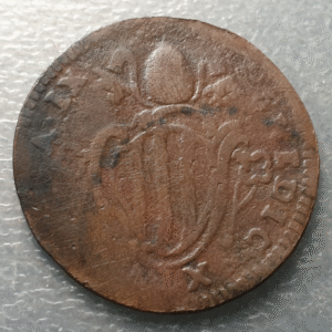 ESTADOS PAPALES PONTIFICIO VATICANO BENEDICTO XIV FERRARA 1 BAIOCCO AÑO IX BC