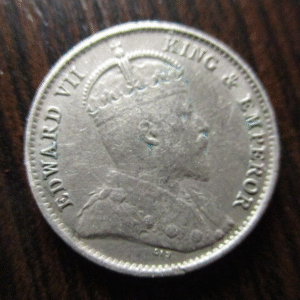 CHINA HONG KONG EDWARD VII 5 CENTS 1905 PLATA MBC+