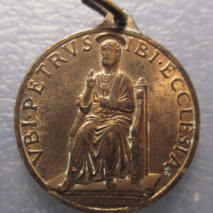 MEDALLA RELIGIOSA SAN PEDRO EN TRONO / PAPA PIO XII