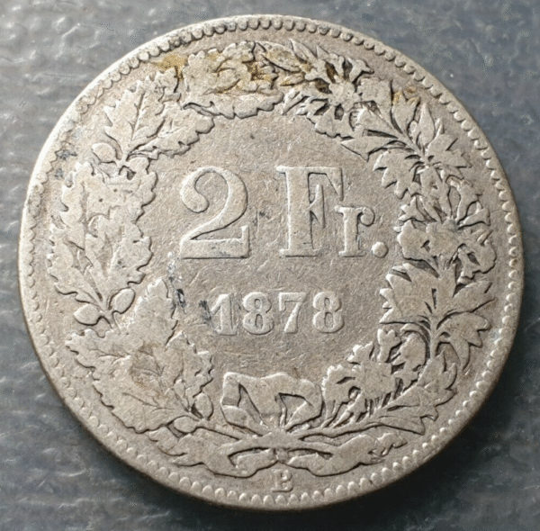 SUIZA SWITZERLAND 2 FRANCOS 2 FRANCS 1878 B BC
