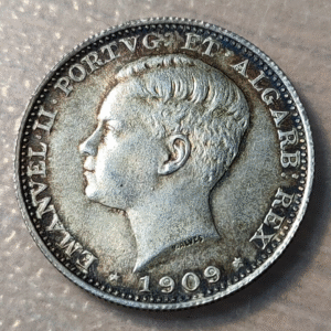 PORTUGAL MANUEL II 200 REIS 1909 EBC/EBC+