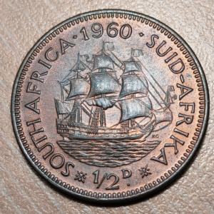 SUDAFRICA SOUTH AFRICA ELIZABETH II 1/2 PENNY 1960 SC UNC BRILLO ORIGINAL