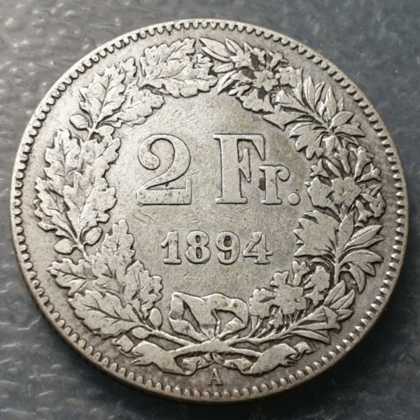 SUIZA SWITZERLAND 2 FRANCOS 2 FRANCS 1894 A BC+