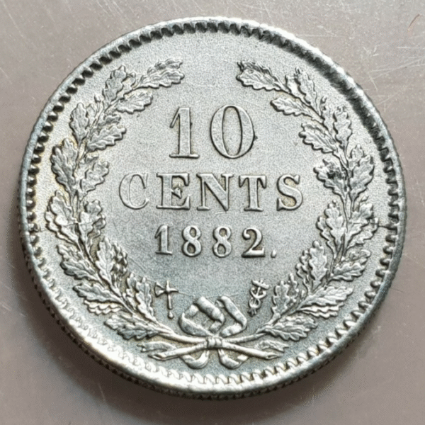 PAISES BAJOS HOLANDA NETHERLANDS WILHELM III 10 CENTS 1882 SC-/SC BONITA - Imagen 2