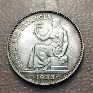 ESPAÑA REPUBLICA ESPAÑOLA 1 PESETA 1933 PLATA SC-/SC