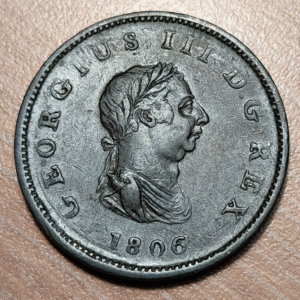 GREAT BRITAIN GRAN BRETAÑA GEORGE III HALFPENNY 1/2 PENNY 1806 MBC+/EBC-